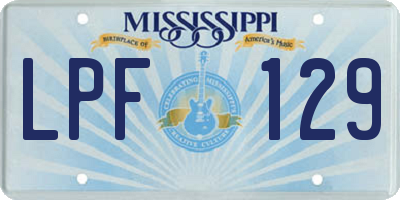 MS license plate LPF129