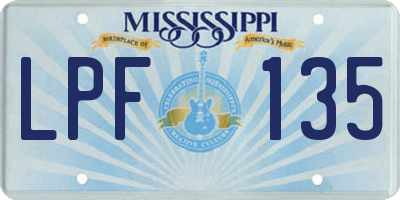 MS license plate LPF135