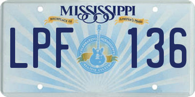 MS license plate LPF136