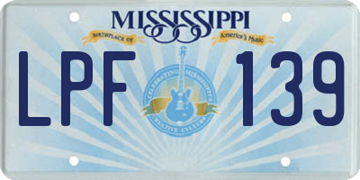 MS license plate LPF139