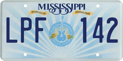 MS license plate LPF142