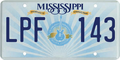 MS license plate LPF143