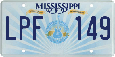 MS license plate LPF149