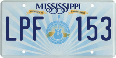 MS license plate LPF153