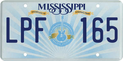 MS license plate LPF165