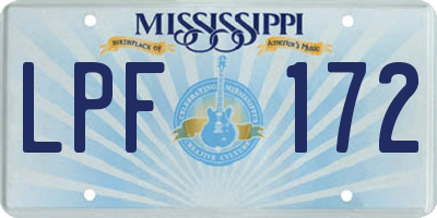 MS license plate LPF172