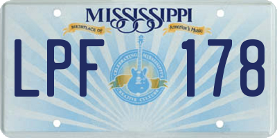 MS license plate LPF178