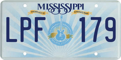 MS license plate LPF179