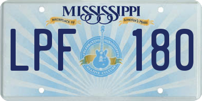 MS license plate LPF180
