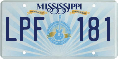 MS license plate LPF181