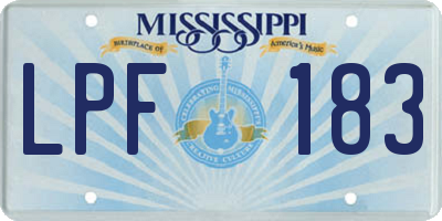 MS license plate LPF183