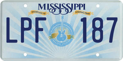 MS license plate LPF187