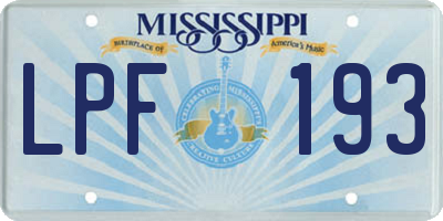 MS license plate LPF193