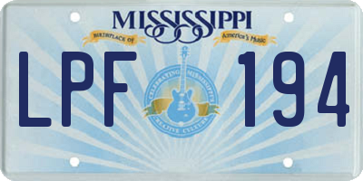 MS license plate LPF194