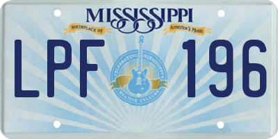 MS license plate LPF196