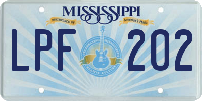 MS license plate LPF202