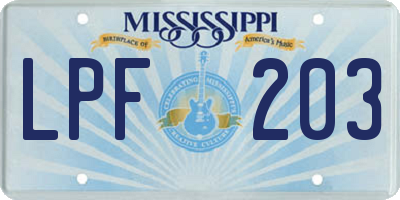 MS license plate LPF203