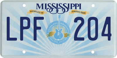 MS license plate LPF204