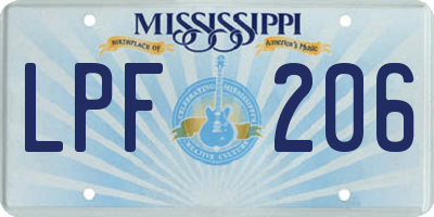 MS license plate LPF206