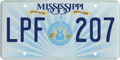 MS license plate LPF207