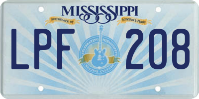 MS license plate LPF208