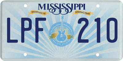 MS license plate LPF210