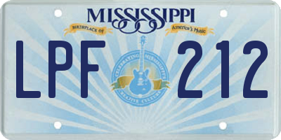 MS license plate LPF212