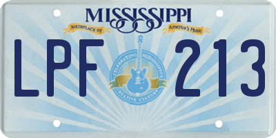 MS license plate LPF213