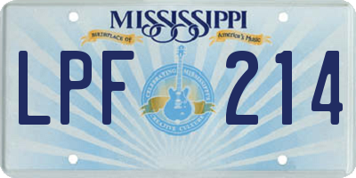 MS license plate LPF214