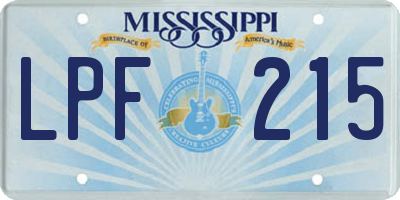 MS license plate LPF215