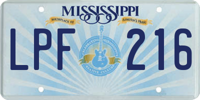 MS license plate LPF216