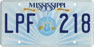 MS license plate LPF218
