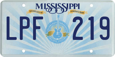 MS license plate LPF219