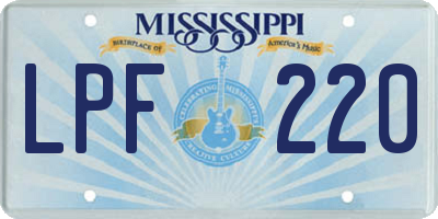MS license plate LPF220