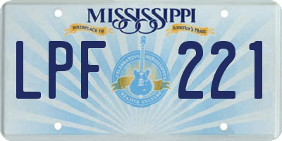 MS license plate LPF221