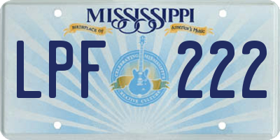 MS license plate LPF222