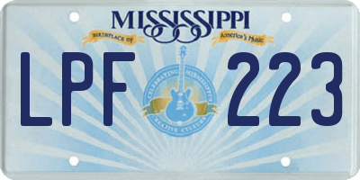 MS license plate LPF223
