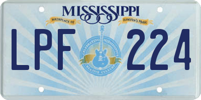 MS license plate LPF224