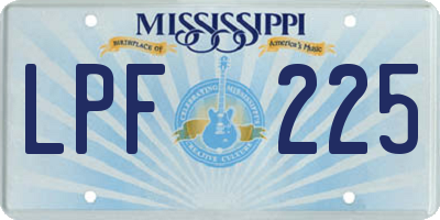 MS license plate LPF225