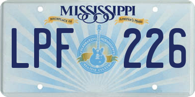 MS license plate LPF226