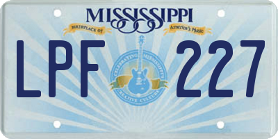 MS license plate LPF227