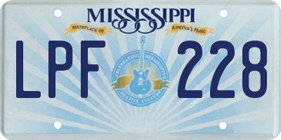 MS license plate LPF228