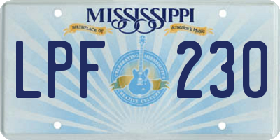 MS license plate LPF230