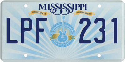 MS license plate LPF231