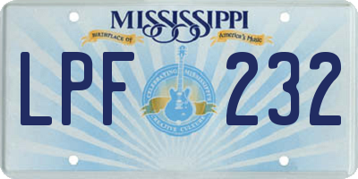 MS license plate LPF232