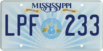 MS license plate LPF233