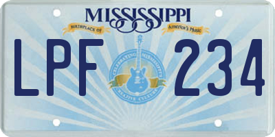 MS license plate LPF234