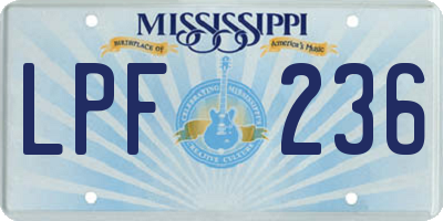 MS license plate LPF236
