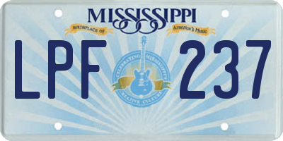MS license plate LPF237