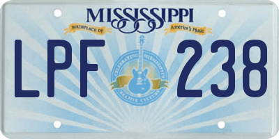 MS license plate LPF238